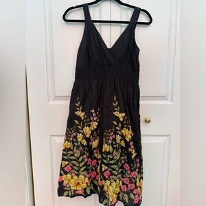 Floral Black Midi Dress